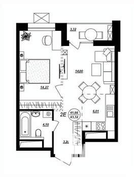2-к квартира, вторичка, 43м2, 3/17 этаж