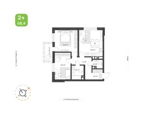 2-к квартира, вторичка, 68м2, 24/24 этаж