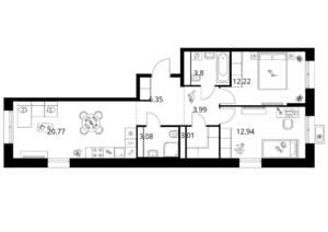 2-к квартира, вторичка, 66м2, 7/10 этаж