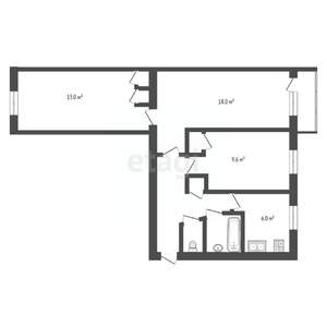 3-к квартира, вторичка, 59м2, 2/6 этаж