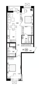 3-к квартира, строящийся дом, 77м2, 12/17 этаж