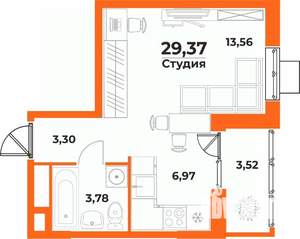 Студия квартира, вторичка, 29м2, 5/10 этаж