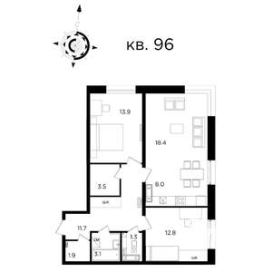 3-к квартира, вторичка, 74м2, 21/22 этаж