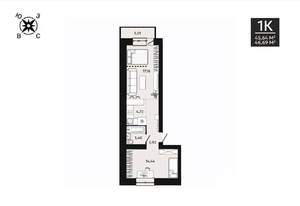 1-к квартира, вторичка, 47м2, 3/8 этаж