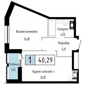 1-к квартира, вторичка, 40м2, 17/20 этаж