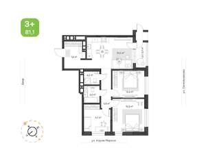 3-к квартира, вторичка, 81м2, 24/24 этаж