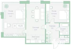 2-к квартира, вторичка, 93м2, 17/20 этаж