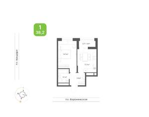 1-к квартира, вторичка, 38м2, 5/20 этаж