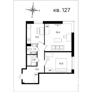 2-к квартира, вторичка, 59м2, 20/22 этаж