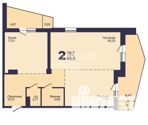 2-к квартира, вторичка, 79м2, 10/17 этаж