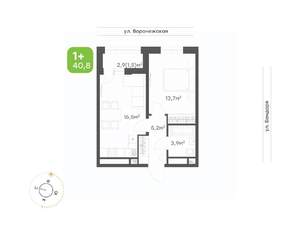 1-к квартира, вторичка, 41м2, 7/20 этаж