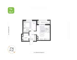 1-к квартира, вторичка, 51м2, 17/21 этаж