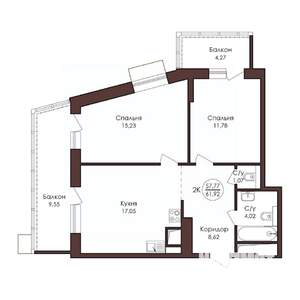 2-к квартира, вторичка, 62м2, 13/23 этаж