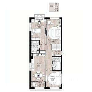 3-к квартира, вторичка, 103м2, 3/15 этаж