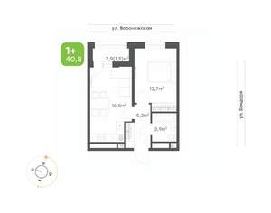 1-к квартира, вторичка, 41м2, 16/20 этаж