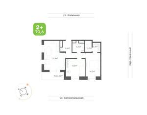 2-к квартира, вторичка, 71м2, 3/24 этаж