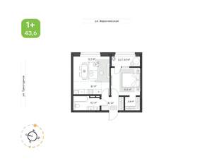 1-к квартира, вторичка, 44м2, 7/16 этаж