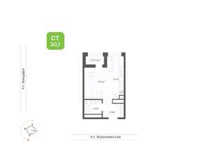 1-к квартира, вторичка, 30м2, 19/20 этаж