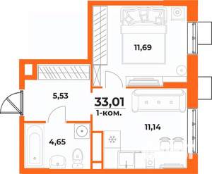 1-к квартира, вторичка, 33м2, 3/10 этаж