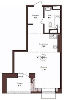 1-к квартира, строящийся дом, 36м2, 4/23 этаж