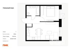 1-к квартира, вторичка, 38м2, 5/10 этаж