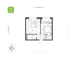 1-к квартира, вторичка, 45м2, 20/20 этаж