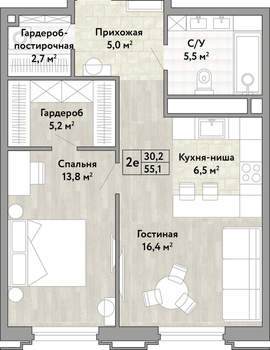 2-к квартира, вторичка, 88м2, 18/21 этаж