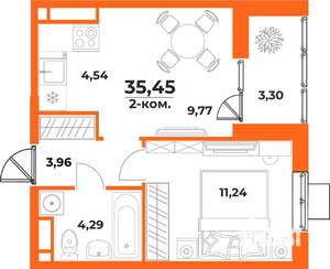 2-к квартира, вторичка, 35м2, 7/10 этаж