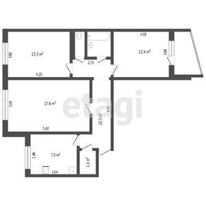 3-к квартира, вторичка, 84м2, 1/3 этаж
