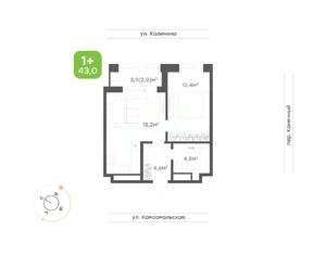 1-к квартира, вторичка, 43м2, 9/24 этаж