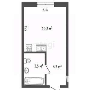 Студия квартира, вторичка, 17м2, 1/9 этаж