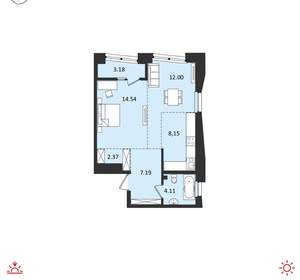 2-к квартира, вторичка, 52м2, 2/19 этаж