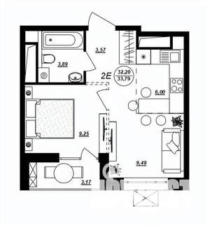 2-к квартира, строящийся дом, 34м2, 11/17 этаж