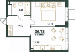 1-к квартира, вторичка, 37м2, 20/24 этаж