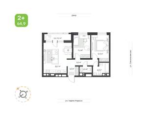 2-к квартира, вторичка, 65м2, 22/24 этаж