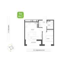 1-к квартира, вторичка, 47м2, 9/9 этаж