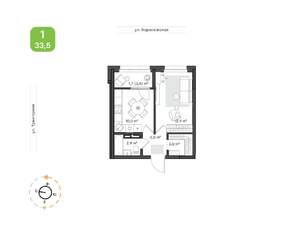 1-к квартира, вторичка, 34м2, 6/9 этаж