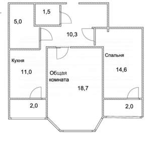 2-к квартира, вторичка, 61м2, 6/25 этаж