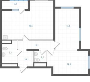2-к квартира, вторичка, 78м2, 12/25 этаж
