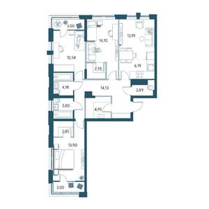 4-к квартира, вторичка, 99м2, 9/15 этаж