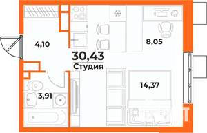 Студия квартира, вторичка, 30м2, 5/10 этаж