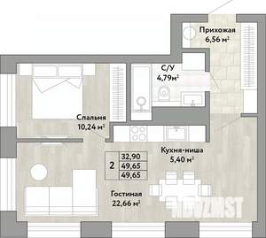 2-к квартира, вторичка, 50м2, 2/22 этаж