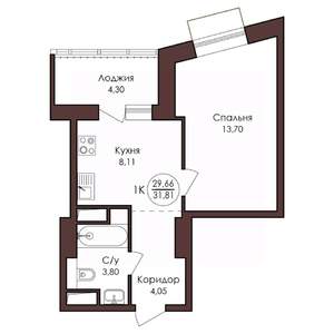 1-к квартира, вторичка, 32м2, 14/23 этаж