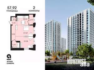 2-к квартира, вторичка, 58м2, 15/19 этаж