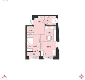 2-к квартира, вторичка, 49м2, 16/18 этаж