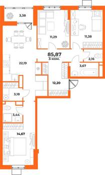 3-к квартира, вторичка, 86м2, 5/10 этаж