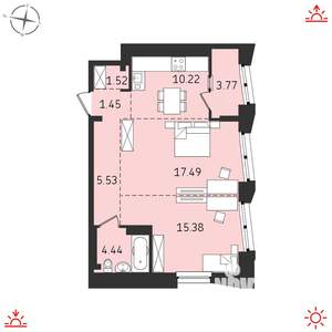 2-к квартира, вторичка, 58м2, 10/19 этаж