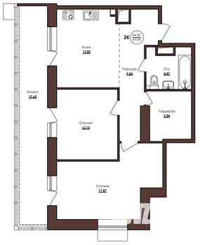 2-к квартира, вторичка, 70м2, 5/23 этаж