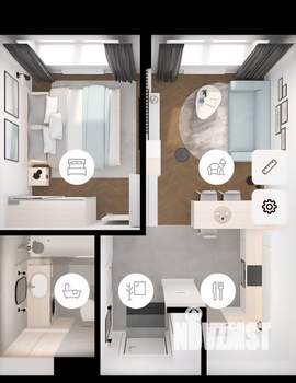 1-к квартира, строящийся дом, 32м2, 1/10 этаж