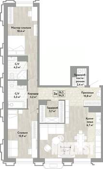 3-к квартира, вторичка, 95м2, 5/21 этаж